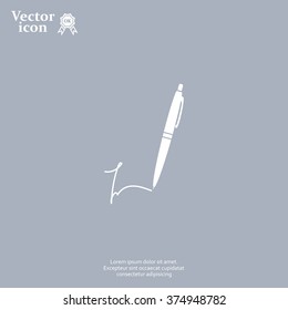 Signature and pen vector icon