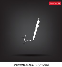 Signature and pen vector icon