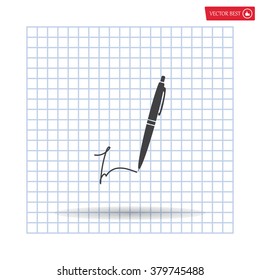 Signature and pen vector icon