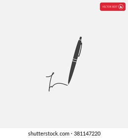 Signature and pen vector icon