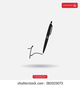 Signature and pen vector icon