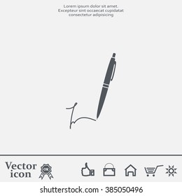 Signature and pen vector icon