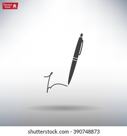 Signature and pen vector icon