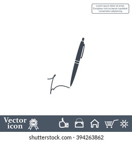 Signature and pen vector icon