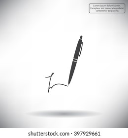 Signature and pen vector icon