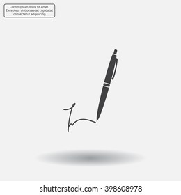 Signature and pen vector icon