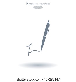 Signature and pen vector icon