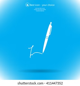 Signature and pen vector icon