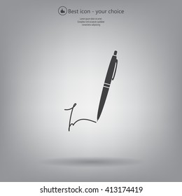 Signature and pen vector icon