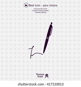 Signature and pen vector icon