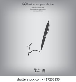 Signature and pen vector icon