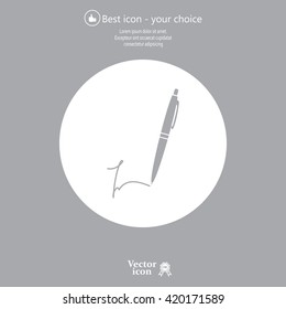 Signature and pen vector icon