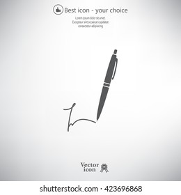 Signature and pen vector icon
