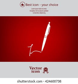 Signature and pen vector icon