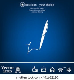 Signature and pen vector icon