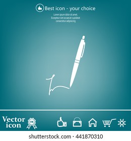 Signature and pen vector icon