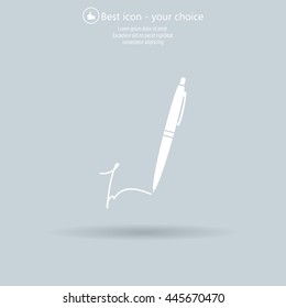 Signature and pen vector icon