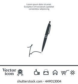 Signature and pen vector icon