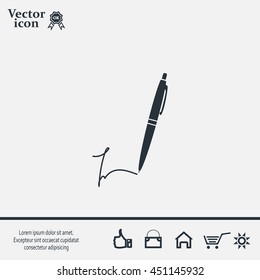 Signature and pen vector icon