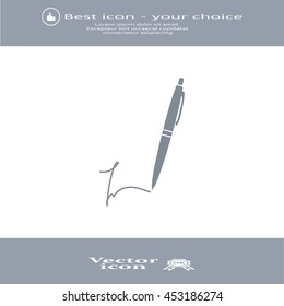 Signature and pen vector icon