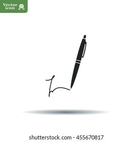 Signature and pen vector icon