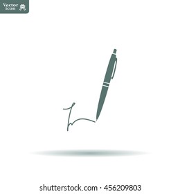 Signature and pen vector icon