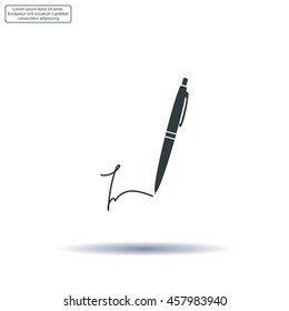 Signature and pen vector icon