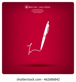 Signature and pen vector icon