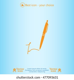 Signature and pen vector icon