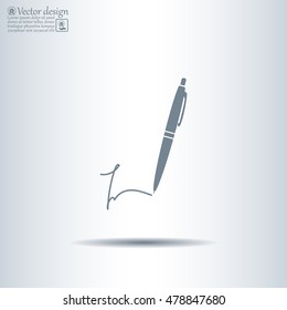 Signature and pen vector icon