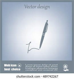 Signature and pen vector icon