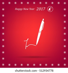 Signature and pen vector icon