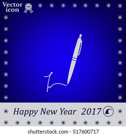 Signature and pen vector icon