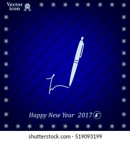 Signature and pen vector icon