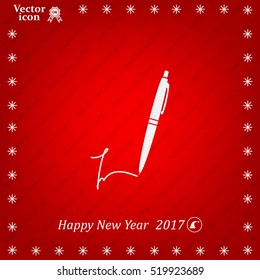 Signature and pen vector icon