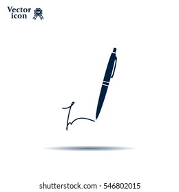 Signature and pen vector icon