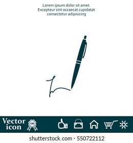 Signature and pen vector icon