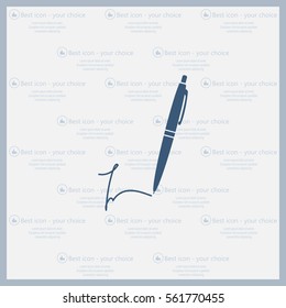 Signature and pen vector icon