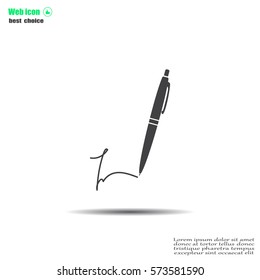 Signature and pen vector icon
