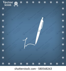 Signature and pen vector icon