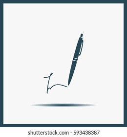 Signature and pen vector icon