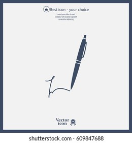 Signature and pen vector icon