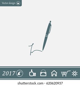 Signature and pen vector icon