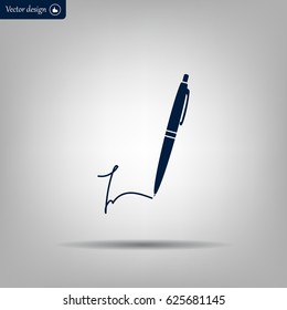 Signature and pen vector icon