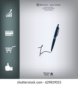 Signature and pen vector icon