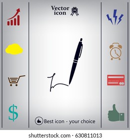 Signature and pen vector icon