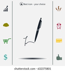 Signature and pen vector icon