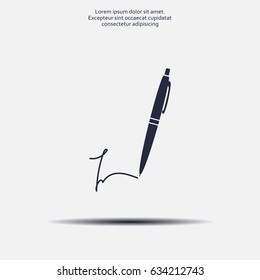 Signature and pen vector icon
