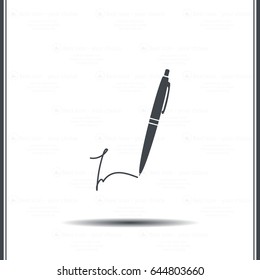 Signature and pen vector icon