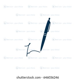 Signature and pen vector icon